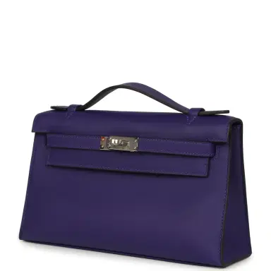 HERMÈS Hermes Kelly Pochette Purple Swift Palladium Hardware | Thumbnail 5 HERMÈS Hermes Kelly Pochette Purple Swift Palladium Hardware | Thumbnail 5