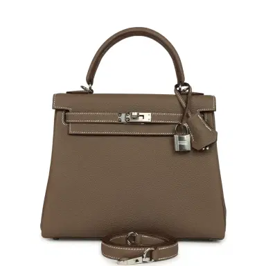 HERMÈS Hermes Kelly Retourne 25 Etoupe Togo Palladium Hardware | Thumbnail 1 HERMÈS Hermes Kelly Retourne 25 Etoupe Togo Palladium Hardware | Thumbnail 1