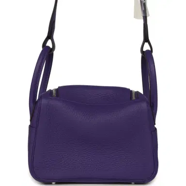 HERMÈS Hermes Mini Lindy II Purple Clemence Palladium Hardware | Thumbnail 4 HERMÈS Hermes Mini Lindy II Purple Clemence Palladium Hardware | Thumbnail 4