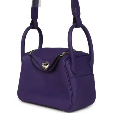 HERMÈS Hermes Mini Lindy II Purple Clemence Palladium Hardware | Thumbnail 5 HERMÈS Hermes Mini Lindy II Purple Clemence Palladium Hardware | Thumbnail 5