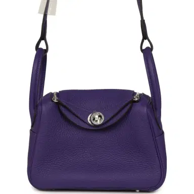 HERMÈS Hermes Mini Lindy II Purple Clemence Palladium Hardware | Thumbnail 1 HERMÈS Hermes Mini Lindy II Purple Clemence Palladium Hardware | Thumbnail 1
