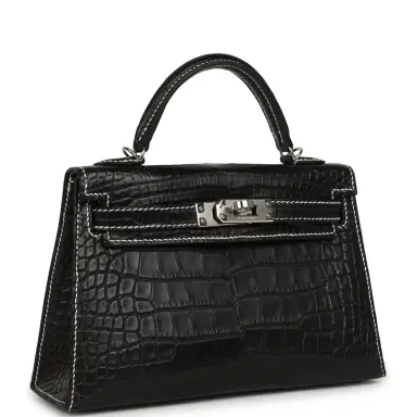 HERMÈS Hermes Special Order (HSS) Kelly Sellier 20 Black Matte Alligator Palladium Hardware | Thumbnail 2 HERMÈS Hermes Special Order (HSS) Kelly Sellier 20 Black Matte Alligator Palladium Hardware | Thumbnail 2