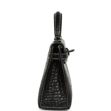 HERMÈS Hermes Special Order (HSS) Kelly Sellier 20 Black Matte Alligator Palladium Hardware | Thumbnail 3 HERMÈS Hermes Special Order (HSS) Kelly Sellier 20 Black Matte Alligator Palladium Hardware | Thumbnail 3