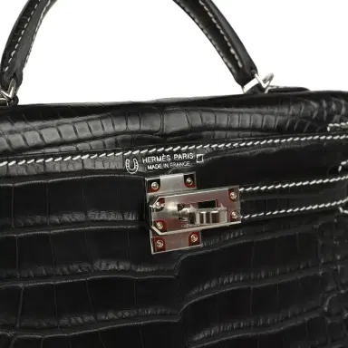 HERMÈS Hermes Special Order (HSS) Kelly Sellier 20 Black Matte Alligator Palladium Hardware | Thumbnail 7 HERMÈS Hermes Special Order (HSS) Kelly Sellier 20 Black Matte Alligator Palladium Hardware | Thumbnail 7