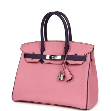 HERMÈS Pre-owned Hermes Special Order (HSS) Birkin 30 Bubblegum Pink, Iris Togo Palladium Hardware | Thumbnail 5 HERMÈS Pre-owned Hermes Special Order (HSS) Birkin 30 Bubblegum Pink, Iris Togo Palladium Hardware | Thumbnail 5