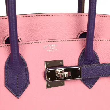 HERMÈS Pre-owned Hermes Special Order (HSS) Birkin 30 Bubblegum Pink, Iris Togo Palladium Hardware | Thumbnail 7 HERMÈS Pre-owned Hermes Special Order (HSS) Birkin 30 Bubblegum Pink, Iris Togo Palladium Hardware | Thumbnail 7
