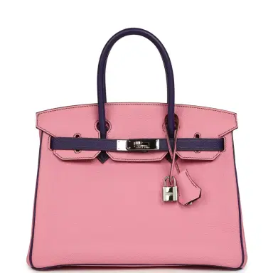 HERMÈS Pre-owned Hermes Special Order (HSS) Birkin 30 Bubblegum Pink, Iris Togo Palladium Hardware | Thumbnail 1 HERMÈS Pre-owned Hermes Special Order (HSS) Birkin 30 Bubblegum Pink, Iris Togo Palladium Hardware | Thumbnail 1