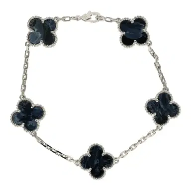 Van Cleef & Arpels Van Cleef & Arpels Vintage Alhambra 5 Motif Bracelet Pietersite 18K White Gold | Thumbnail 1 Van Cleef & Arpels Van Cleef & Arpels Vintage Alhambra 5 Motif Bracelet Pietersite 18K White Gold | Thumbnail 1
