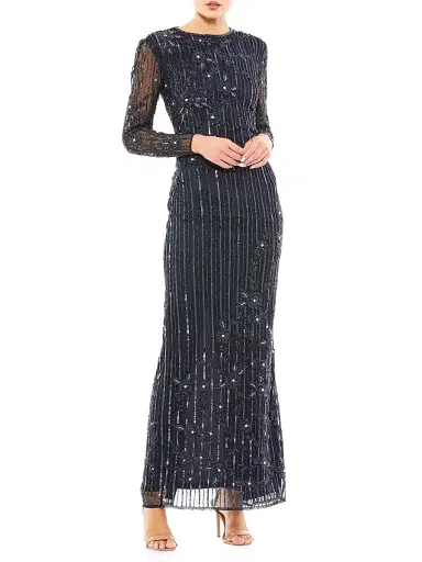 Mac Duggal Women's Embellished Long-Sleeve Gown | Thumbnail 1 Mac Duggal Women's Embellished Long-Sleeve Gown | Thumbnail 1