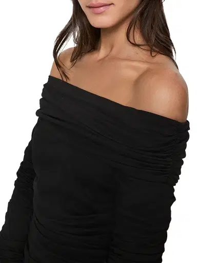 Rebecca Minkoff Women's Maria Ruched Stretch-Cotton Off-The-Shoulder Top | Thumbnail 4 Rebecca Minkoff Women's Maria Ruched Stretch-Cotton Off-The-Shoulder Top | Thumbnail 4