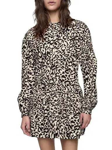 Rebecca Minkoff Women's Khloe Leopard Flowy Minidress - Chalk Leopard Swirl | Thumbnail 2 Rebecca Minkoff Women's Khloe Leopard Flowy Minidress - Chalk Leopard Swirl | Thumbnail 2