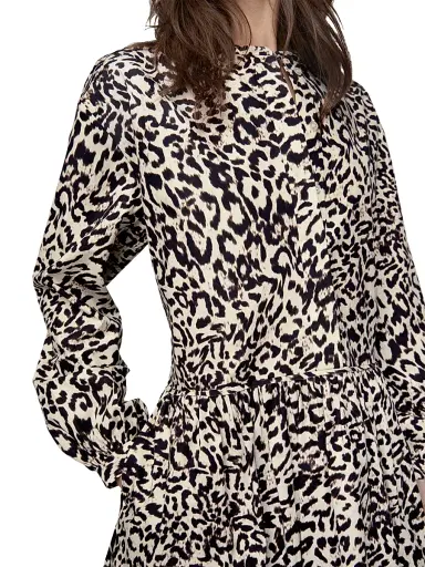 Rebecca Minkoff Women's Khloe Leopard Flowy Minidress - Chalk Leopard Swirl | Thumbnail 4 Rebecca Minkoff Women's Khloe Leopard Flowy Minidress - Chalk Leopard Swirl | Thumbnail 4