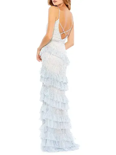 Mac Duggal Women's Sequined V-Neck Tiered Gown - Powder Blue - Size 14 | Thumbnail 2 Mac Duggal Women's Sequined V-Neck Tiered Gown - Powder Blue - Size 14 | Thumbnail 2