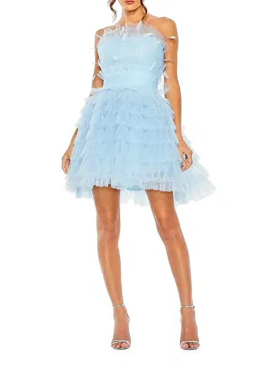 Mac Duggal Women's Tiered Feather & Tulle Mini-Dress | Thumbnail 2 Mac Duggal Women's Tiered Feather & Tulle Mini-Dress | Thumbnail 2