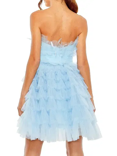 Mac Duggal Women's Tiered Feather & Tulle Mini-Dress | Thumbnail 3 Mac Duggal Women's Tiered Feather & Tulle Mini-Dress | Thumbnail 3