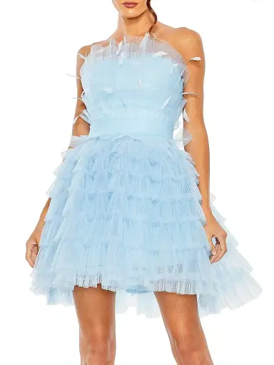 Mac Duggal Women's Tiered Feather & Tulle Mini-Dress | Thumbnail 1 Mac Duggal Women's Tiered Feather & Tulle Mini-Dress | Thumbnail 1