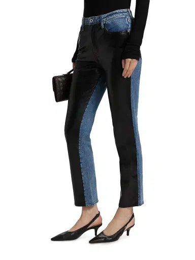 Jonathan Simkhai Standard Women's River Mixed-Media High-Rise Straight-Leg Jeans | Thumbnail 4 Jonathan Simkhai Standard Women's River Mixed-Media High-Rise Straight-Leg Jeans | Thumbnail 4