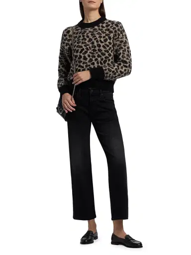 Mother Women's Itsy Leopard Print Crop Sweater - Spotted At The Front Row | Thumbnail 2 Mother Women's Itsy Leopard Print Crop Sweater - Spotted At The Front Row | Thumbnail 2