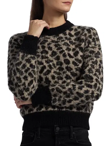 Mother Women's Itsy Leopard Print Crop Sweater - Spotted At The Front Row | Thumbnail 6 Mother Women's Itsy Leopard Print Crop Sweater - Spotted At The Front Row | Thumbnail 6