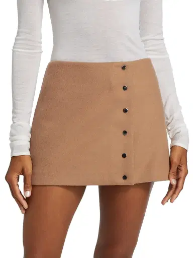 A.L.C. Women's May Wool-Blend Faux-Wrap Miniskirt - Camel | Thumbnail 3 A.L.C. Women's May Wool-Blend Faux-Wrap Miniskirt - Camel | Thumbnail 3