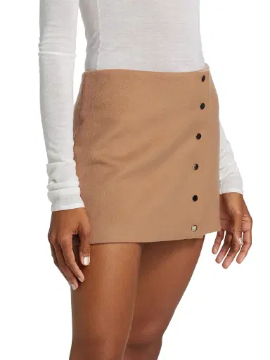 A.L.C. Women's May Wool-Blend Faux-Wrap Miniskirt - Camel | Thumbnail 4 A.L.C. Women's May Wool-Blend Faux-Wrap Miniskirt - Camel | Thumbnail 4