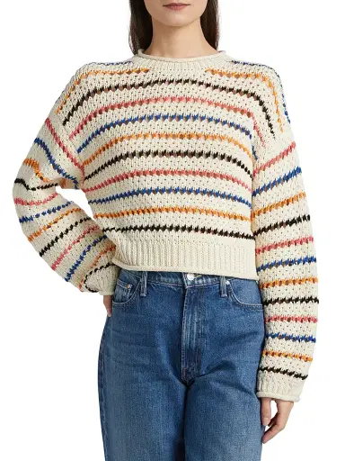 Mother Women's The Bell Sleeve Striped Cotton Sweater - She Sells Seashells | Thumbnail 3 Mother Women's The Bell Sleeve Striped Cotton Sweater - She Sells Seashells | Thumbnail 3