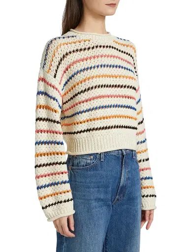 Mother Women's The Bell Sleeve Striped Cotton Sweater - She Sells Seashells | Thumbnail 4 Mother Women's The Bell Sleeve Striped Cotton Sweater - She Sells Seashells | Thumbnail 4