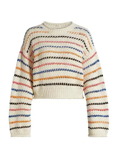 Mother Women's The Bell Sleeve Striped Cotton Sweater - She Sells Seashells | Thumbnail 1 Mother Women's The Bell Sleeve Striped Cotton Sweater - She Sells Seashells | Thumbnail 1