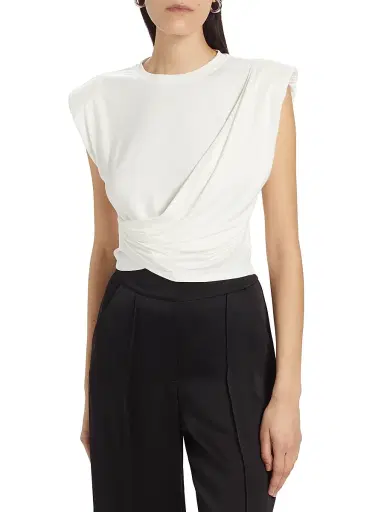 SIMKHAI Women's Estelle Wrap Crop T-Shirt - White | Thumbnail 3 SIMKHAI Women's Estelle Wrap Crop T-Shirt - White | Thumbnail 3