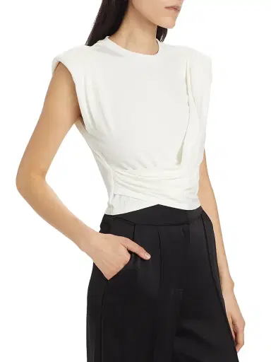 SIMKHAI Women's Estelle Wrap Crop T-Shirt - White | Thumbnail 4 SIMKHAI Women's Estelle Wrap Crop T-Shirt - White | Thumbnail 4