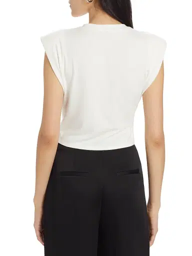 SIMKHAI Women's Estelle Wrap Crop T-Shirt - White | Thumbnail 5 SIMKHAI Women's Estelle Wrap Crop T-Shirt - White | Thumbnail 5