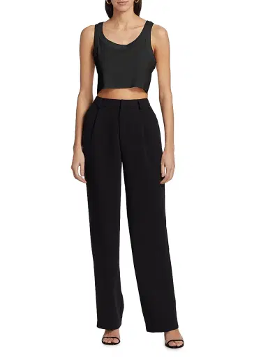 A.L.C. Women's Halsey Cotton Crop Tank - Black | Thumbnail 2 A.L.C. Women's Halsey Cotton Crop Tank - Black | Thumbnail 2