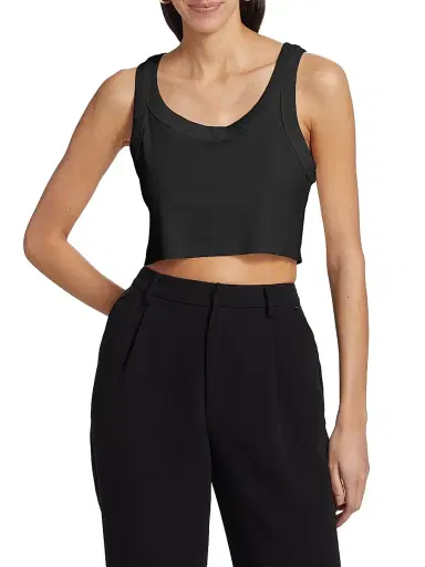 A.L.C. Women's Halsey Cotton Crop Tank - Black | Thumbnail 3 A.L.C. Women's Halsey Cotton Crop Tank - Black | Thumbnail 3