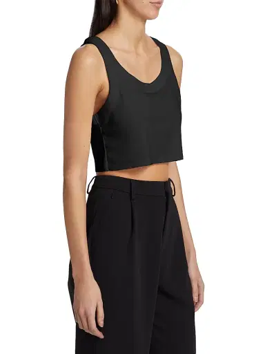 A.L.C. Women's Halsey Cotton Crop Tank - Black | Thumbnail 4 A.L.C. Women's Halsey Cotton Crop Tank - Black | Thumbnail 4