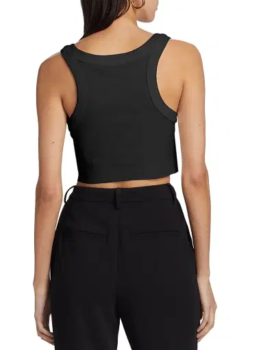 A.L.C. Women's Halsey Cotton Crop Tank - Black | Thumbnail 5 A.L.C. Women's Halsey Cotton Crop Tank - Black | Thumbnail 5