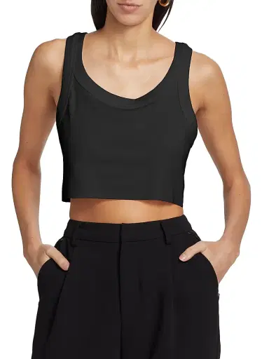 A.L.C. Women's Halsey Cotton Crop Tank - Black | Thumbnail 6 A.L.C. Women's Halsey Cotton Crop Tank - Black | Thumbnail 6