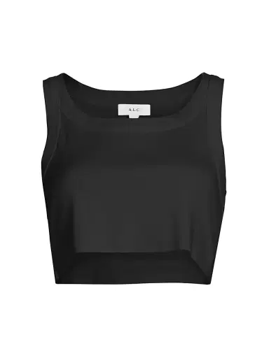 A.L.C. Women's Halsey Cotton Crop Tank - Black | Thumbnail 1 A.L.C. Women's Halsey Cotton Crop Tank - Black | Thumbnail 1