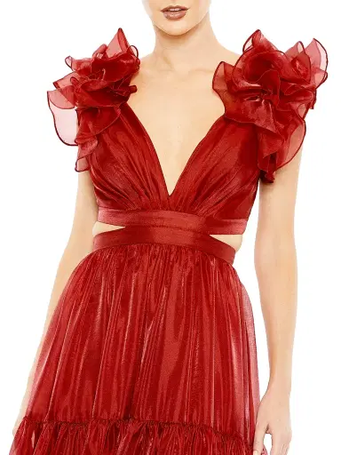 Mac Duggal Women's Tiered Cap Sleeve Gown | Thumbnail 3 Mac Duggal Women's Tiered Cap Sleeve Gown | Thumbnail 3