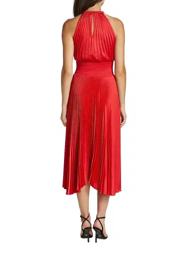 A.L.C. Women's Renzo II Asymmetric Pleated Midi-Dress - Red | Thumbnail 5 A.L.C. Women's Renzo II Asymmetric Pleated Midi-Dress - Red | Thumbnail 5