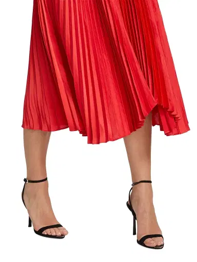 A.L.C. Women's Renzo II Asymmetric Pleated Midi-Dress - Red | Thumbnail 6 A.L.C. Women's Renzo II Asymmetric Pleated Midi-Dress - Red | Thumbnail 6