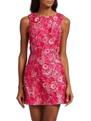 ALICE + OLIVIA Women's Lindsey Floral Appliqué Minidress - Candy Multi | Thumbnail 3 ALICE + OLIVIA Women's Lindsey Floral Appliqué Minidress - Candy Multi | Thumbnail 3