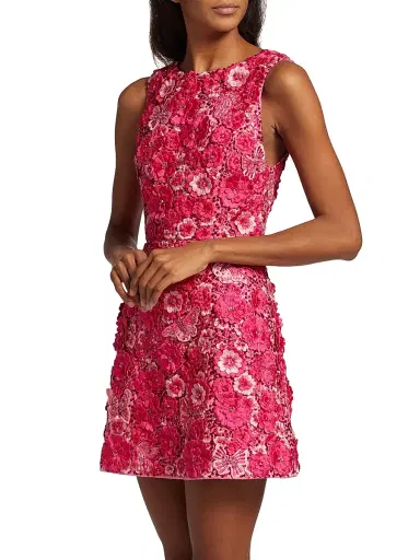 ALICE + OLIVIA Women's Lindsey Floral Appliqué Minidress - Candy Multi | Thumbnail 4 ALICE + OLIVIA Women's Lindsey Floral Appliqué Minidress - Candy Multi | Thumbnail 4