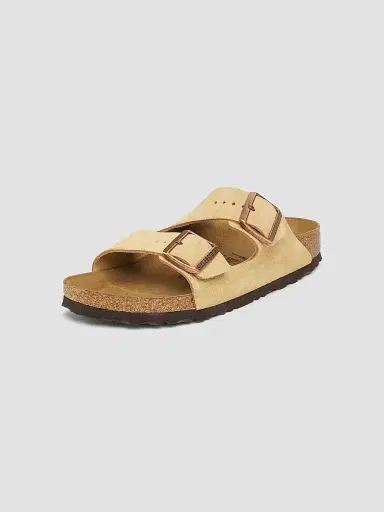 BIRKENSTOCK Women's Arizona Suede Slides - Latte Cream Sandals | Thumbnail 2 BIRKENSTOCK Women's Arizona Suede Slides - Latte Cream Sandals | Thumbnail 2