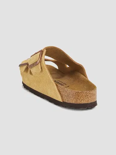 BIRKENSTOCK Women's Arizona Suede Slides - Latte Cream Sandals | Thumbnail 3 BIRKENSTOCK Women's Arizona Suede Slides - Latte Cream Sandals | Thumbnail 3