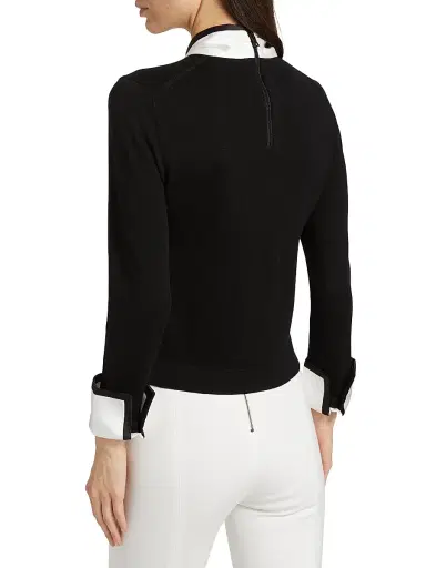ALICE + OLIVIA Women's Justina Combination Wool Bow Sweater - Black Combo | Thumbnail 5 ALICE + OLIVIA Women's Justina Combination Wool Bow Sweater - Black Combo | Thumbnail 5