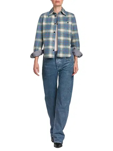 Bottega Veneta Women's Plaid Leather Shirt | Thumbnail 2 Bottega Veneta Women's Plaid Leather Shirt | Thumbnail 2