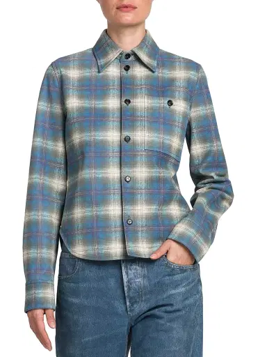 Bottega Veneta Women's Plaid Leather Shirt | Thumbnail 3 Bottega Veneta Women's Plaid Leather Shirt | Thumbnail 3