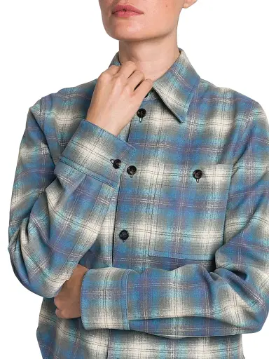 Bottega Veneta Women's Plaid Leather Shirt | Thumbnail 6 Bottega Veneta Women's Plaid Leather Shirt | Thumbnail 6