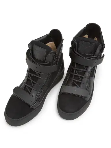Giuseppe Zanotti Men's Ru50040 Leather High-Top Sneakers - Black | Thumbnail 4 Giuseppe Zanotti Men's Ru50040 Leather High-Top Sneakers - Black | Thumbnail 4