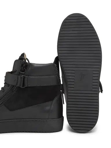 Giuseppe Zanotti Men's Ru50040 Leather High-Top Sneakers - Black | Thumbnail 6 Giuseppe Zanotti Men's Ru50040 Leather High-Top Sneakers - Black | Thumbnail 6
